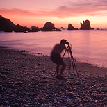 Fotografiando el atardecer en la Playa del Silencio